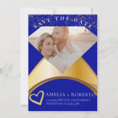 Royal Blue Wedding Ring Save the Date Photo Kaart (Voorkant)