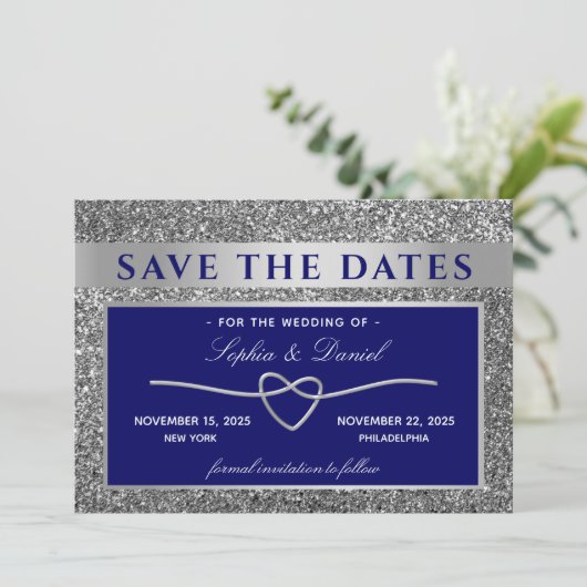 Royal Blue Wedding Save the Date (Staand voorkant)