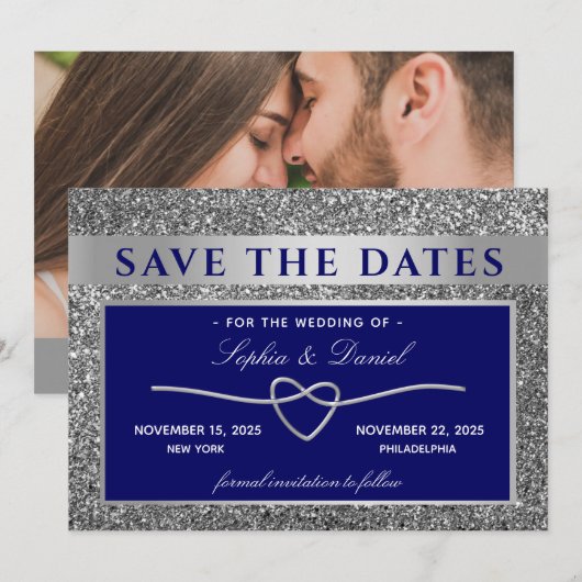 Royal Blue Wedding Save the Date (Voorkant / Achterkant)