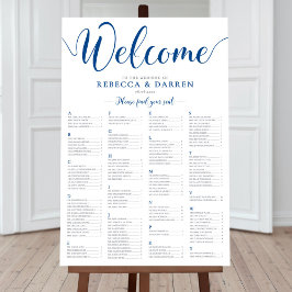 Royal Blue Wedding Seating Chart Poster