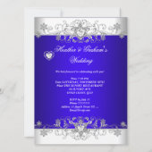 Royal blue Wedding Silver White Diamond Hearts Kaart (Achterkant)