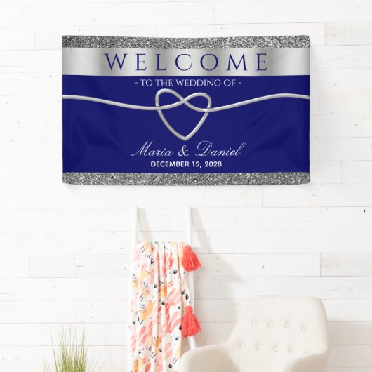 Royal Blue Wedding Welcome Spandoek (Insitu)