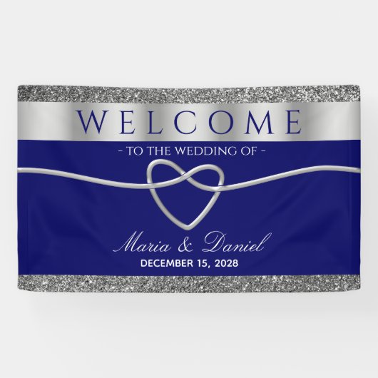 Royal Blue Wedding Welcome Spandoek (Horizontaal)