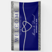 Royal Blue Wedding Welcome Spandoek (Verticaal)