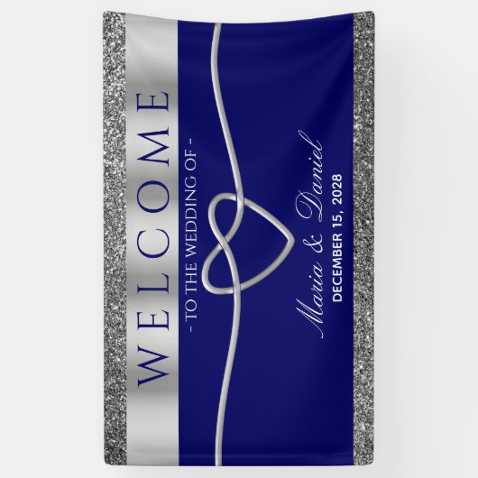 Royal Blue Wedding Welcome Spandoek (Verticaal)