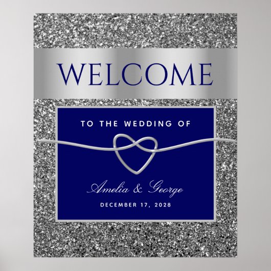 Royal Blue Wedding Welkomstbord Poster (Voorkant)