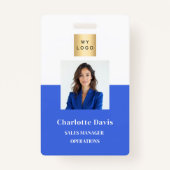Royal blue werknemer foto ID bedrijf beveiliging Badge (Voorkant)