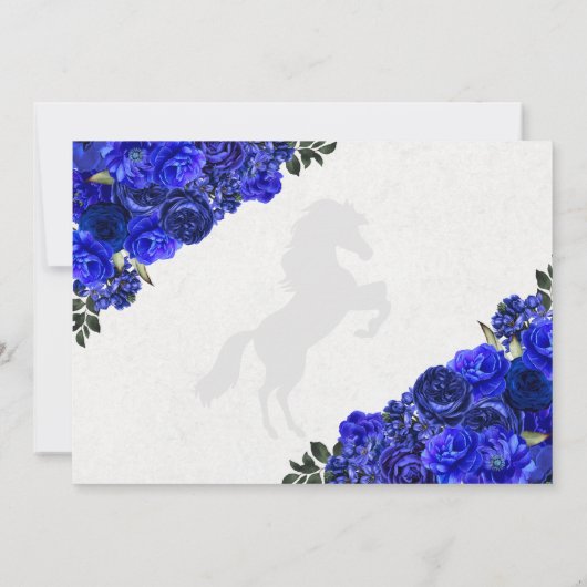 Royal Blue Western Charra Quinceanera Hartelijk da Bedankkaart (Achterkant)