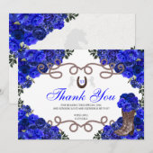 Royal Blue Western Charra Quinceanera Hartelijk da Bedankkaart (Voorkant / Achterkant)