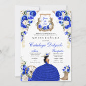  Royal Blue Western Charro Quinceañera Kaart (Voorkant)