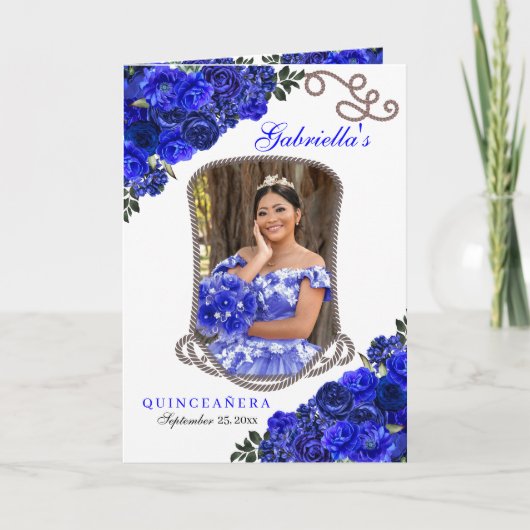 Royal Blue Western Charro Quinceañera Programma (Voorkant)