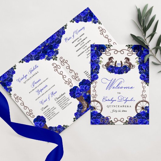 Royal Blue Western Charro Quinceañera Programma