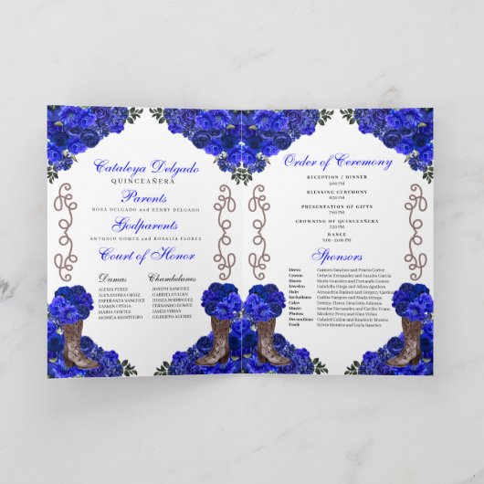 Royal Blue Western Charro Quinceañera Programma (Binnen)