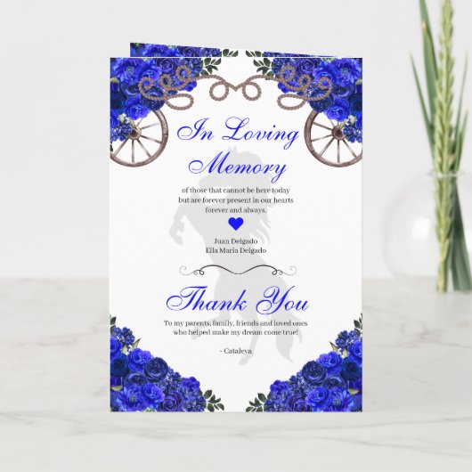 Royal Blue Western Charro Quinceañera Programma (Achterkant)