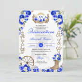 Royal Blue Western Cowgirl Quinceañera Uitnodiging (Staand voorkant)