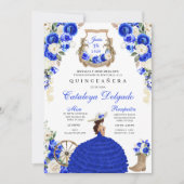 Royal Blue Western Fiesta Charro Quinceañera Kaart (Voorkant)