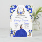 Royal Blue Western Fiesta Charro Quinceañera Kaart (Staand voorkant)