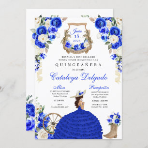 Royal Blue Western Fiesta Charro Quinceañera Kaart