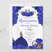 Royal Blue Western Princess Charro Quinceanera Kaart (Voorkant)