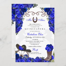 Royal Blue Western Ranchero Quinceanera Kaart