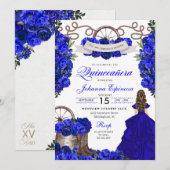 Royal Blue Western Ranchero Quinceanera Kaart (Voorkant / Achterkant)