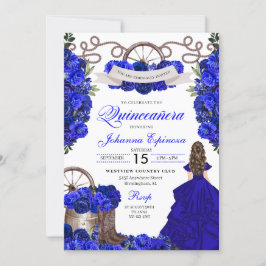 Royal Blue Western Ranchero Quinceanera Kaart