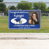 Royal Blue, White Accent Vinyl Afstuderen Foto Spandoek (Insitu)