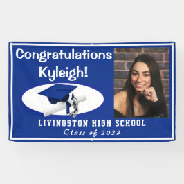 Royal Blue, White Accent Vinyl Afstuderen Foto Spandoek