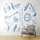 Royal Blue & White Baking & Cooking Util Bakery Wandkleed (In Situ (horizontaal))