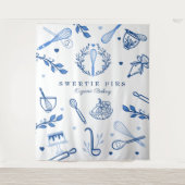 Royal Blue & White Baking & Cooking Util Bakery Wandkleed (Voorkant)