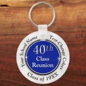 Royal Blue, White, Black 40th Class Reunion Gifts Sleutelhanger (Voorkant)