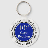 Royal Blue, White, Black 40th Class Reunion Gifts Sleutelhanger (Achterkant)