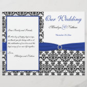 Royal Blue, White, Black Damask Wedding Programme (Voorkant)