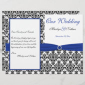 Royal Blue, White, Black Damask Wedding Programme (Voorkant / Achterkant)