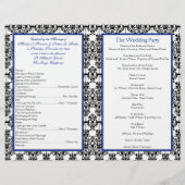 Royal Blue, White, Black Damask Wedding Programme (Achterkant)