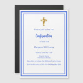 Royal blue white boy bevestiging magnetische uitnodiging (Voorkant / Achterkant)