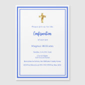 Royal blue white boy bevestiging magnetische uitnodiging (Voorkant)