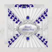 Royal Blue White Diamond Afbeeldingen Beads Kaart (Voorkant / Achterkant)