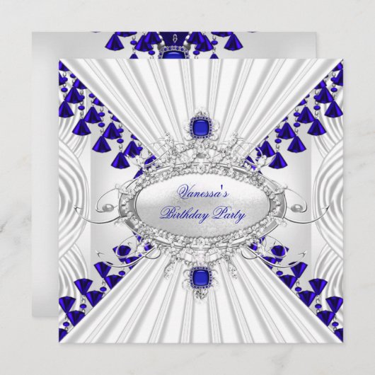 Royal Blue White Diamond Afbeeldingen Beads Kaart (Voorkant / Achterkant)