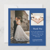 Royal Blue White Elegant Foto Dank u kaart (Voorkant)