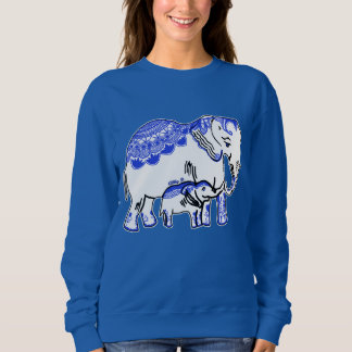 Royal Blue & White Elephants Women's Sweatshirt