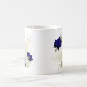 royal blue white floral greenery koffiemok (Center)