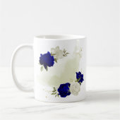 royal blue white floral greenery koffiemok (Links)