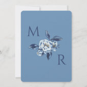 Royal Blue White Floral Monogram Wedding Kaart (Achterkant)