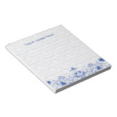 Royal Blue & White  Floral Swirls & Damascus Notitieblok (Schuin)