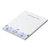 Royal Blue & White  Floral Swirls & Damascus Notitieblok (Linkerzijde)