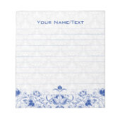 Royal Blue & White  Floral Swirls & Damascus Notitieblok (Voorkant)