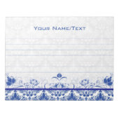 Royal Blue & White  Floral Swirls & Damascus Notitieblok (Voorkant)