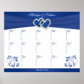 Royal Blue, White Floral Table Seating Poster (Voorkant)