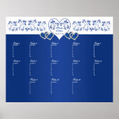 Royal Blue, White Floral Table Seating Poster (Voorkant)